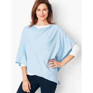 Talbots Asymmetric Poncho Light Blue Cotton Rayon One Size M/L